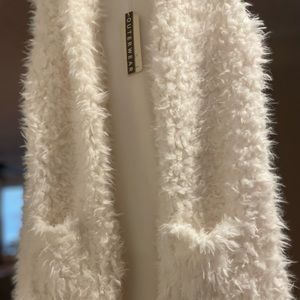 White long furry pocket vest